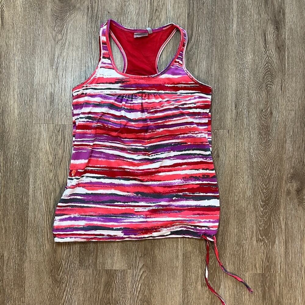 Athleta Tinker Tank Top Red & White Striped Medium Built In Bra Racerback